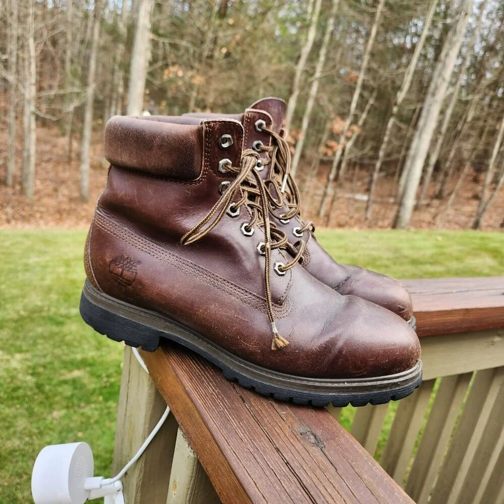 Vintage Timberland Boots Mens 8 W 10003 6211 Brown Leather Czech Republic Wide